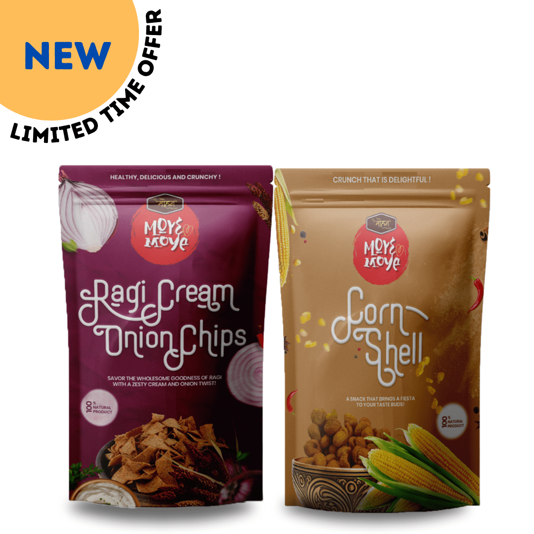 Ragi Cream Onion Chips + Corn Shell Snack (Pack of 2 COMBO)