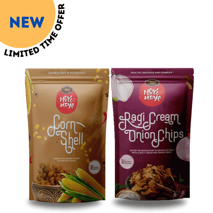 Corn Shell Snack + Ragi Cream Onion Chips (Pack of 2 COMBO)